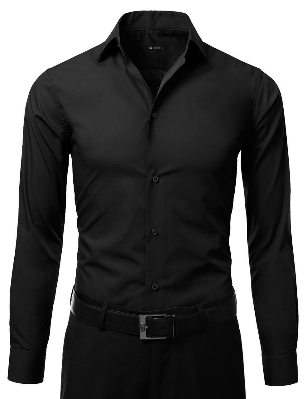 black slim fit dress shirt